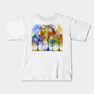Colorful Purple Brown Abstract Trees Kids T-Shirt